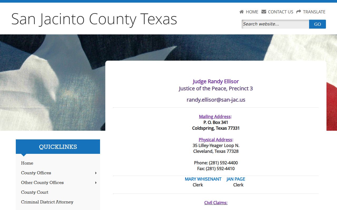 San Jacinto County traffic warrant records at JP3