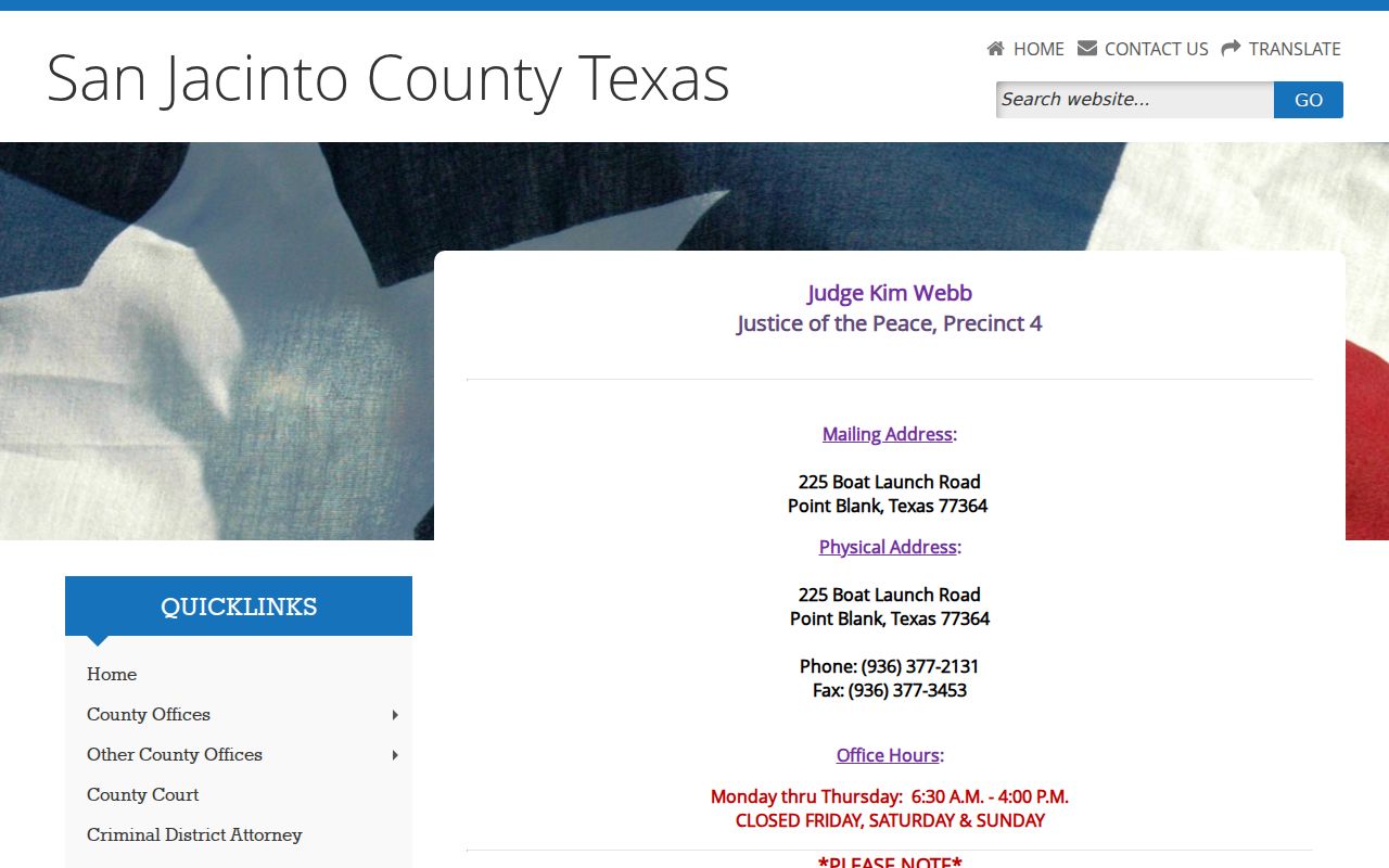 San Jacinto County traffic warrant records at JP4