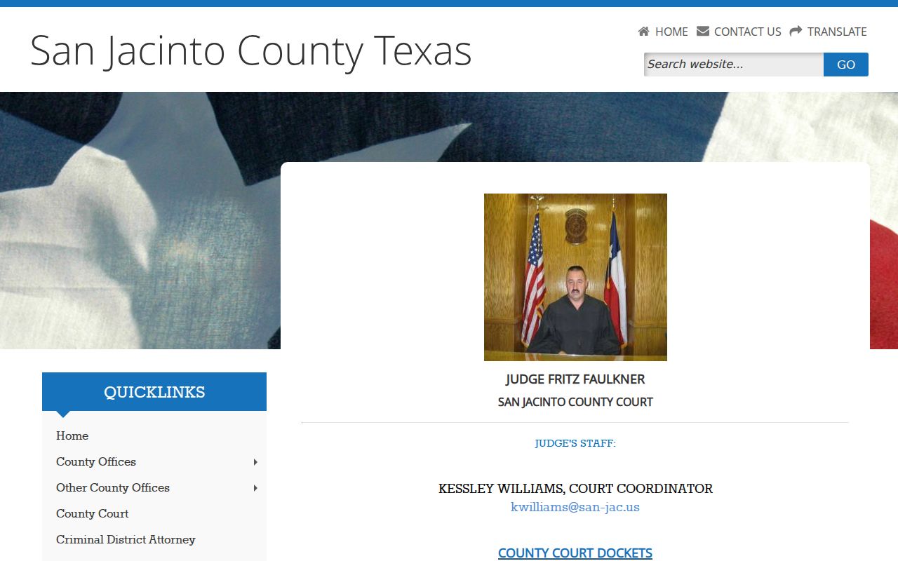 San Jacinto County bench warrant search and County Court criminal jurisdiction