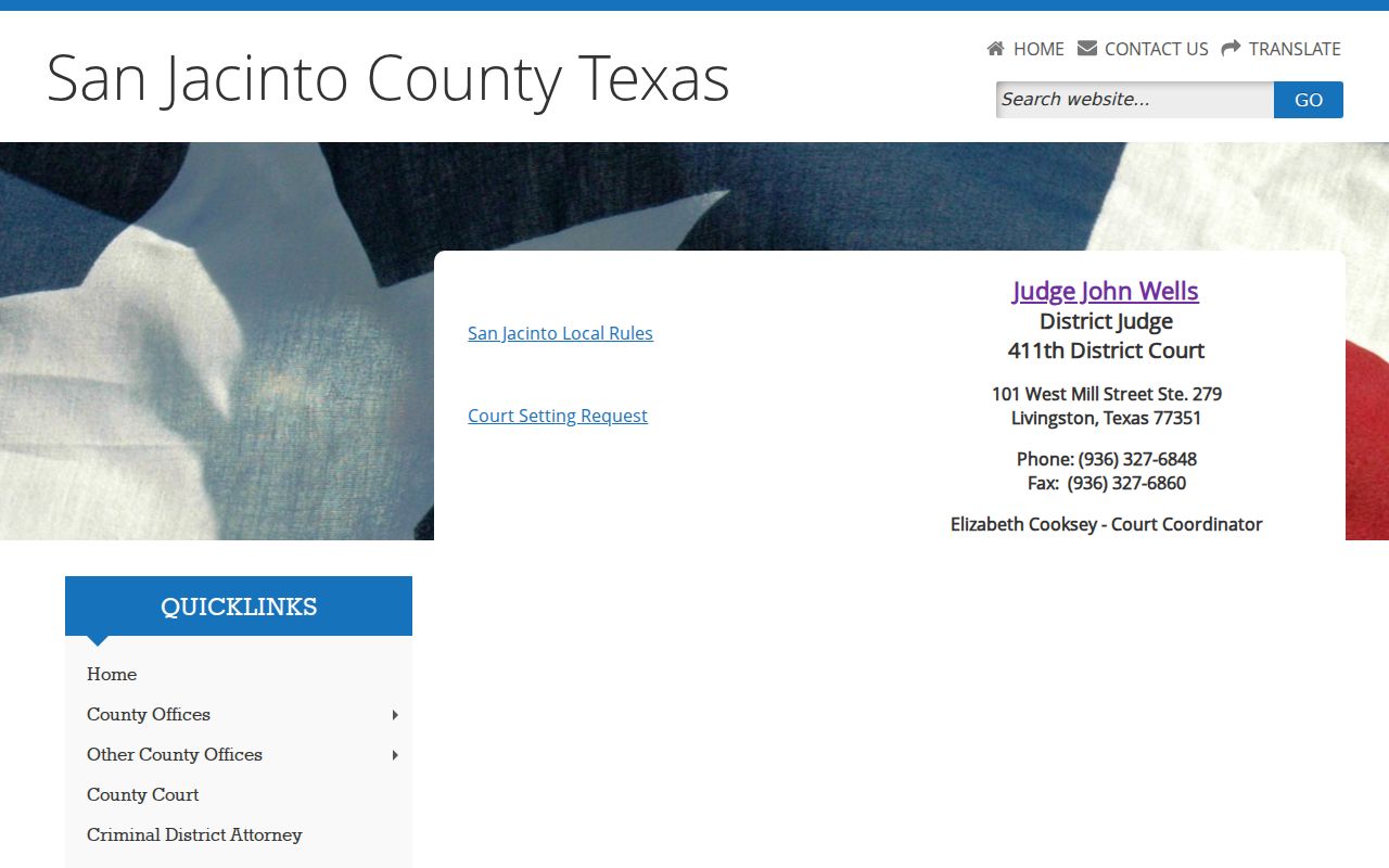 San Jacinto County arrest warrant search at the 411th District Court